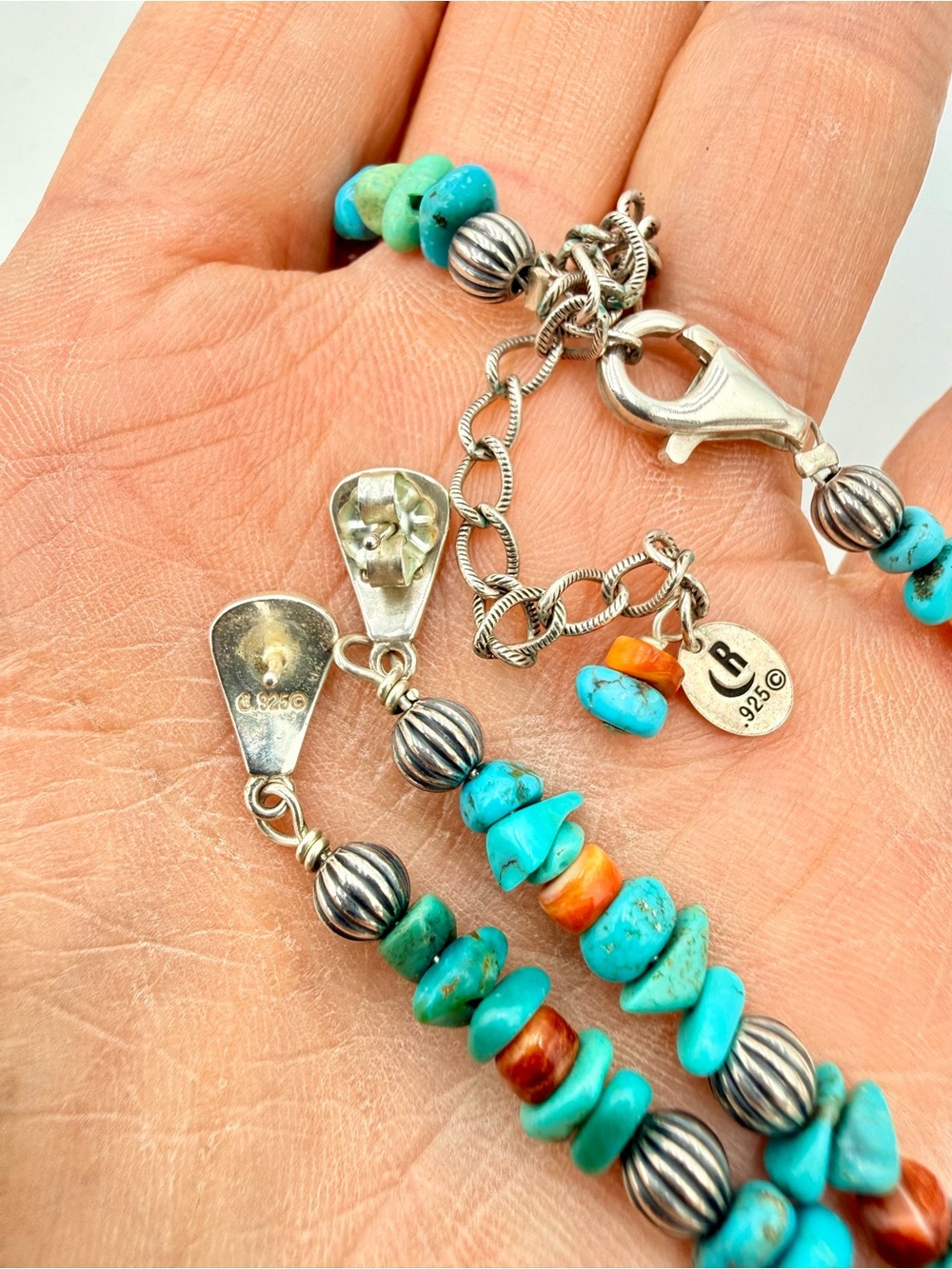 Carolyn Pollack Relios Turquoise Spiny Oyster Sterling Silver Necklace & Earring - Picture 17 of 17